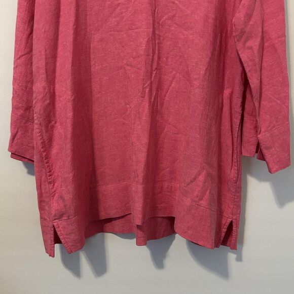 Lands End Tunic Shirt Womens Large Pink Linen Viscose beach coastal travel boho - Picture 3 of 11